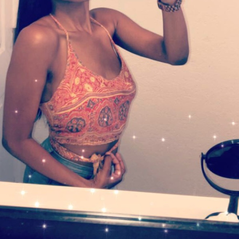 Printed tie up crop top